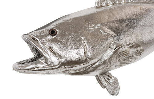 Phillips Collection Estuary Cod Fish Wall Sculpture Resin Silver Leaf Accent