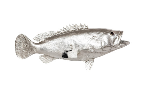 Phillips Collection Estuary Cod Fish Wall Sculpture Resin Silver Leaf Accent