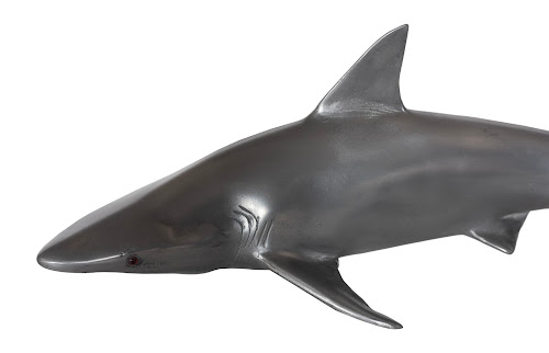 Phillips Collection Whaler Shark Fish Wall Sculpture Resin Polished Aluminum Finish Accent