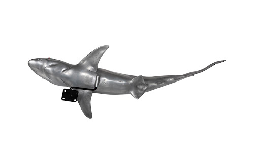 Phillips Collection Whaler Shark Fish Wall Sculpture Resin Polished Aluminum Finish Accent