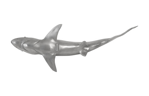 Phillips Collection Whaler Shark Fish Wall Sculpture Resin Polished Aluminum Finish Accent