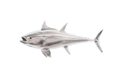 Phillips Collection Bluefin Tuna Fish Wall Sculpture Resin Silver Leaf Accent