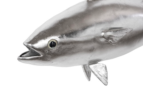 Phillips Collection Mackerel Fish Wall Sculpture Resin Silver Leaf Accent