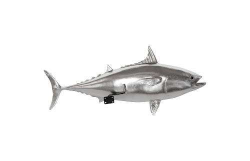 Phillips Collection Mackerel Fish Wall Sculpture Resin Silver Leaf Accent