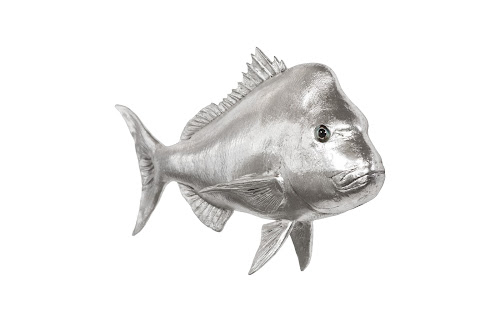 Phillips Collection Australian Snapper Fish Wall Sculpture Resin Silver Leaf Accent