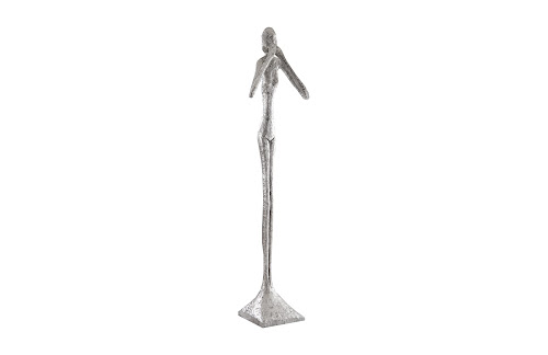 Phillips Collection Speak No Evil Slender Sculpture Large Resin Silver Leaf Accent