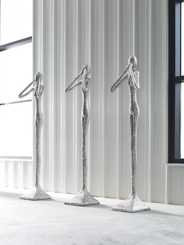 Phillips Collection Speak No Evil Slender Sculpture Large Resin Silver Leaf Accent