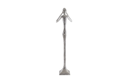 Phillips Collection Hear No Evil Skinny Sculpture Silver Leaf LG Accent