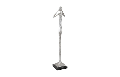 Phillips Collection Hear No Evil Slender Sculpture Small Resin Silver Leaf Accent