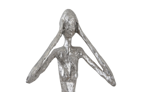 Phillips Collection Hear No Evil Slender Sculpture Small Resin Silver Leaf Accent