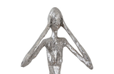 Phillips Collection Hear No Evil Slender Sculpture Small Resin Silver Leaf Accent
