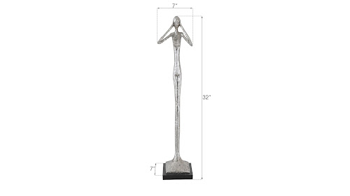 Phillips Collection Hear No Evil Slender Sculpture Small Resin Silver Leaf Accent