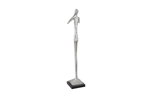 Phillips Collection Speak No Evil Slender Sculpture Small Resin Silver Leaf Accent