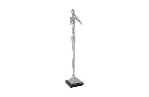 Phillips Collection Speak No Evil Slender Sculpture Small Resin Silver Leaf Accent