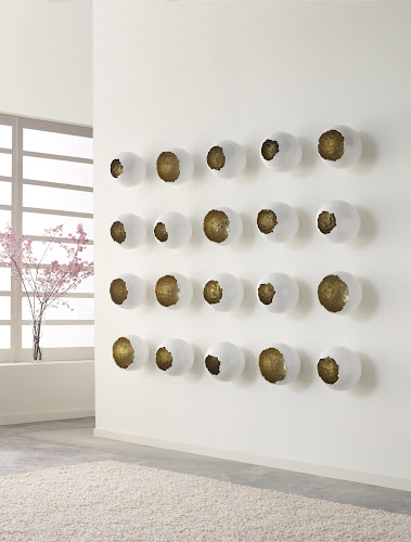 Phillips Collection Broken Egg Wall Art White and Gold Leaf Set of 4 Accent