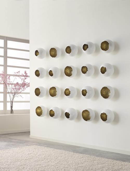 Phillips Collection Broken Egg Wall Art White and Gold Leaf Set of 4 Accent