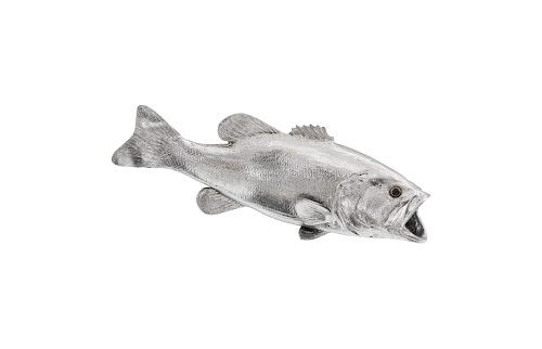 Phillips Collection Large Mouth Bass Fish Wall Sculpture Resin Silver Leaf Accent