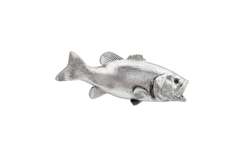 Phillips Collection Large Mouth Bass Fish Wall Sculpture Resin Silver Leaf Accent