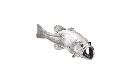 Phillips Collection Large Mouth Bass Fish Wall Sculpture Resin Silver Leaf Accent