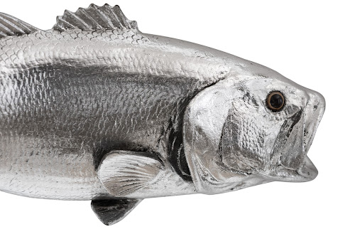 Phillips Collection Large Mouth Bass Fish Wall Sculpture Resin Silver Leaf Accent