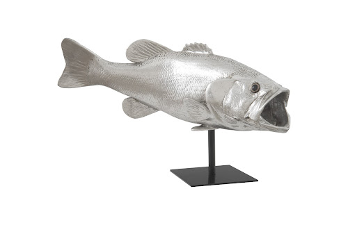 Phillips Collection Large Mouth Bass Fish with Stand Accent