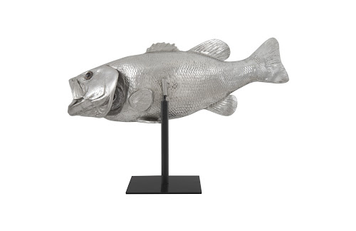 Phillips Collection Large Mouth Bass Fish with Stand Accent