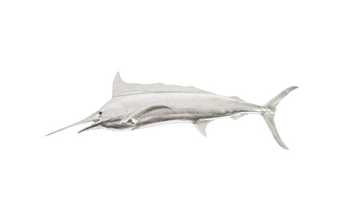 Phillips Collection Blue Marlin Fish Wall Sculpture Resin Silver Leaf Accent