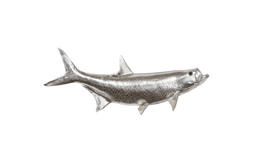 Phillips Collection Tarpon Fish Wall Sculpture Resin Silver Leaf Accent