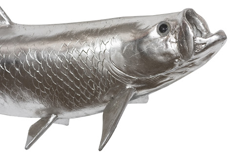 Phillips Collection Tarpon Fish Wall Sculpture Resin Silver Leaf Accent