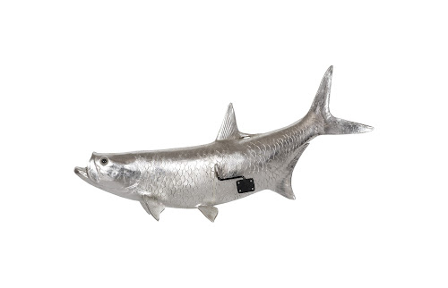Phillips Collection Tarpon Fish Wall Sculpture Resin Silver Leaf Accent