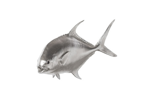 Phillips Collection Permit Fish Wall Sculpture Resin Silver Leaf Accent