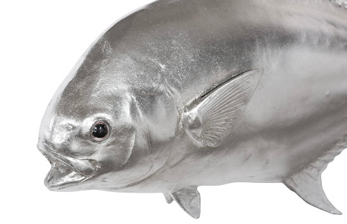 Phillips Collection Permit Fish Wall Sculpture Resin Silver Leaf Accent