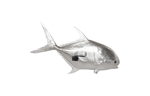 Phillips Collection Permit Fish Wall Sculpture Resin Silver Leaf Accent