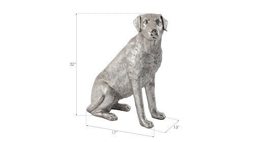 Phillips Collection Labrador Dog, Sitting Silver Leaf Accent