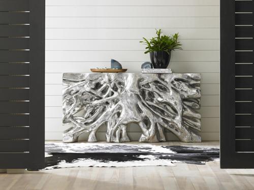 Phillips Collection Square Root  Table Silver Leaf Console