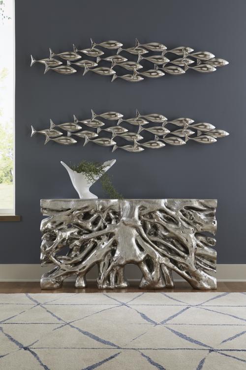 Phillips Collection Square Root  Table Silver Leaf Console