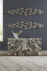 Phillips Collection Square Root  Table Silver Leaf Console