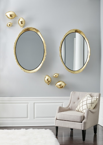 Phillips Collection Broken Egg White and Gold Leaf Mirror