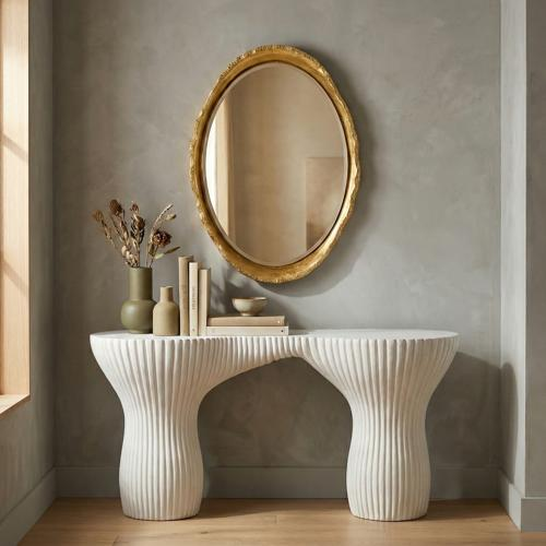 Phillips Collection Broken Egg White and Gold Leaf Mirror