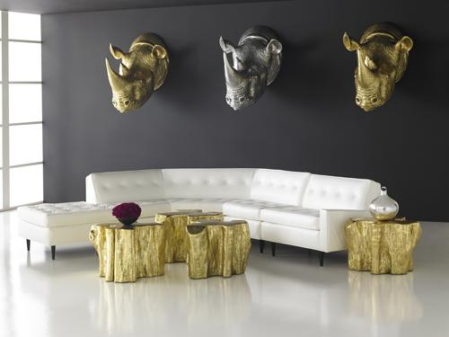 Phillips Collection Rhino Wall Art Resin Gold Leaf Accent