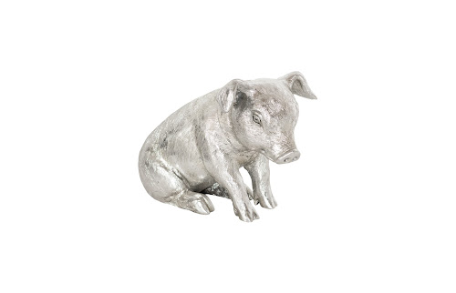 Phillips Collection Sitting Piglet Silver Leaf Tabletop