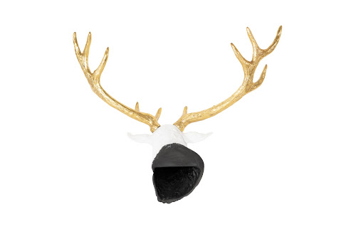 Phillips Collection Stag Deer Head White Gold Leaf Accent