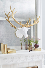 Phillips Collection Stag Deer Head White Gold Leaf Accent
