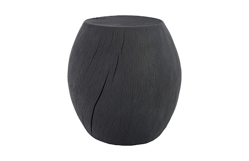 Phillips Collection Drum Resin Charred Stool