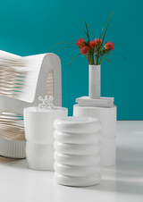 Phillips Collection Carved Gel Coat White Stool