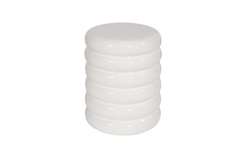 Phillips Collection Ribbed Gel Coat White Stool