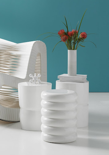 Phillips Collection Ribbed Gel Coat White Stool