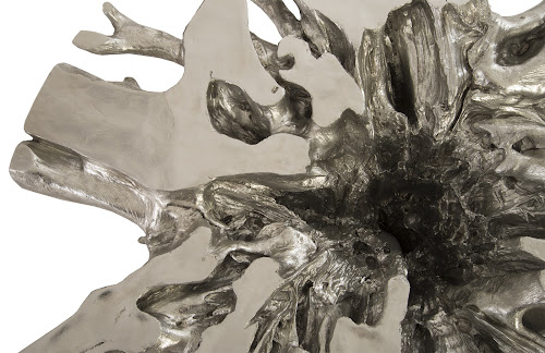 Phillips Collection Abyss Cast Root  With Glass Silver Leaf Coffee Table