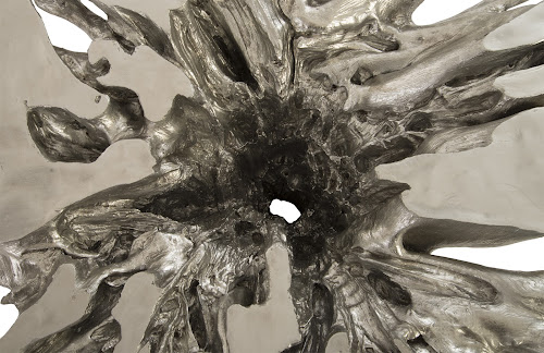 Phillips Collection Abyss Cast Root  With Glass Silver Leaf Coffee Table