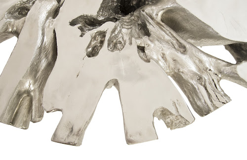 Phillips Collection Abyss Cast Root  With Glass Silver Leaf Coffee Table